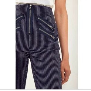 SILENCE+NOISE sz 10 Urban Outfitters MALORIE PANTS Navy High Waist Striped Zip
